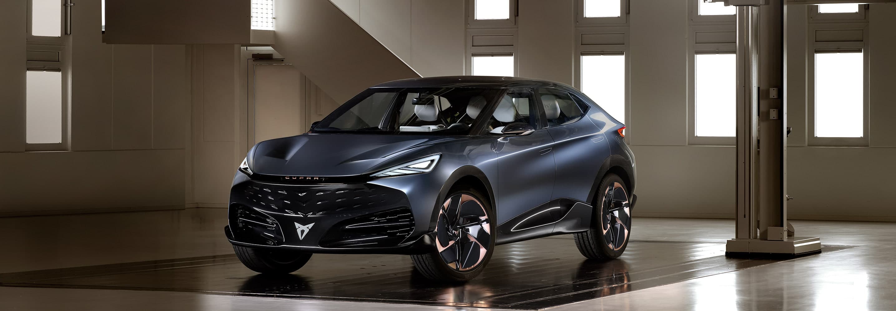 the new CUPRA Tavascan concept car petrol blue matte colour the new CUPRA Tavascan concept car petrol blue matte colour