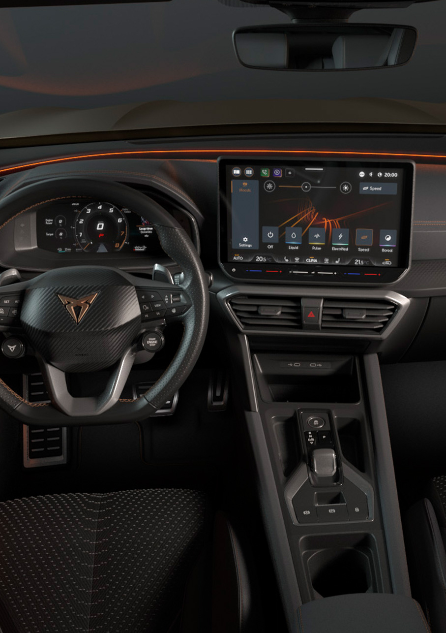 New CUPRA Formentor 2024 Edge equipment upgrade technology, ambient lighting and infotainment system. Keyless advanced, anti-theft system and a rear view camera.
