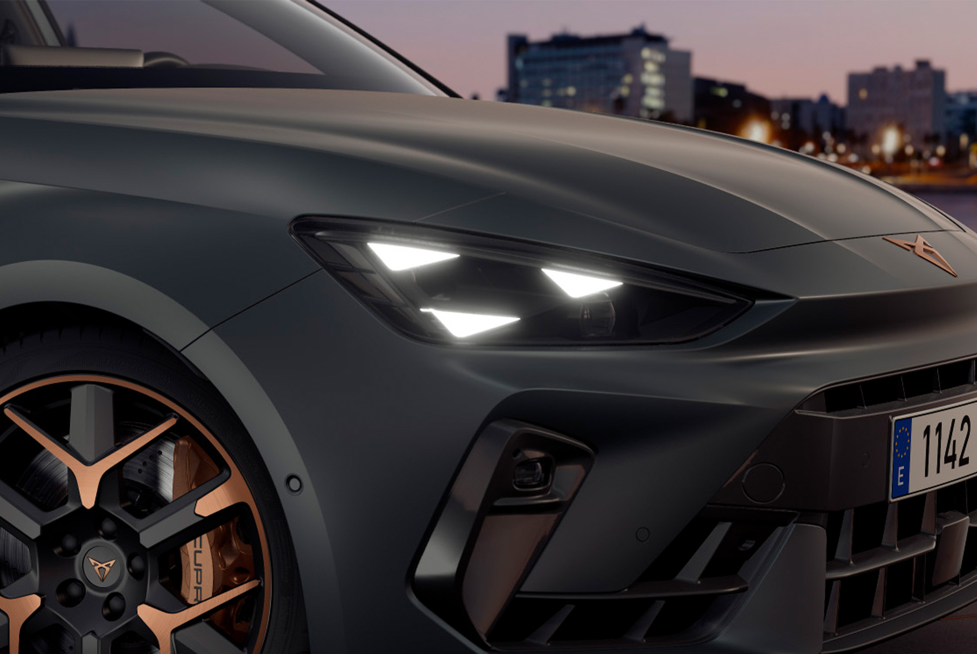 crop of new cupra leon sportstourer 2024 pure performance equipment pack, matrix LED lights, featuring a distinctive signature, coupled with a multifunction camera.