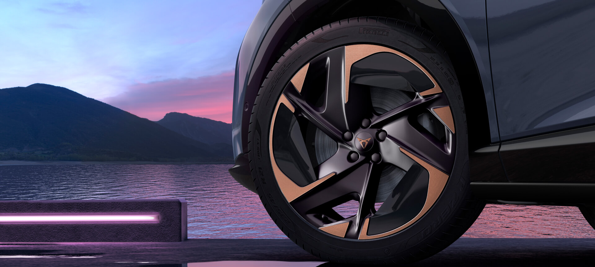satin black copper accented 21-inch aero wheel for 2024 cupra tavascan
