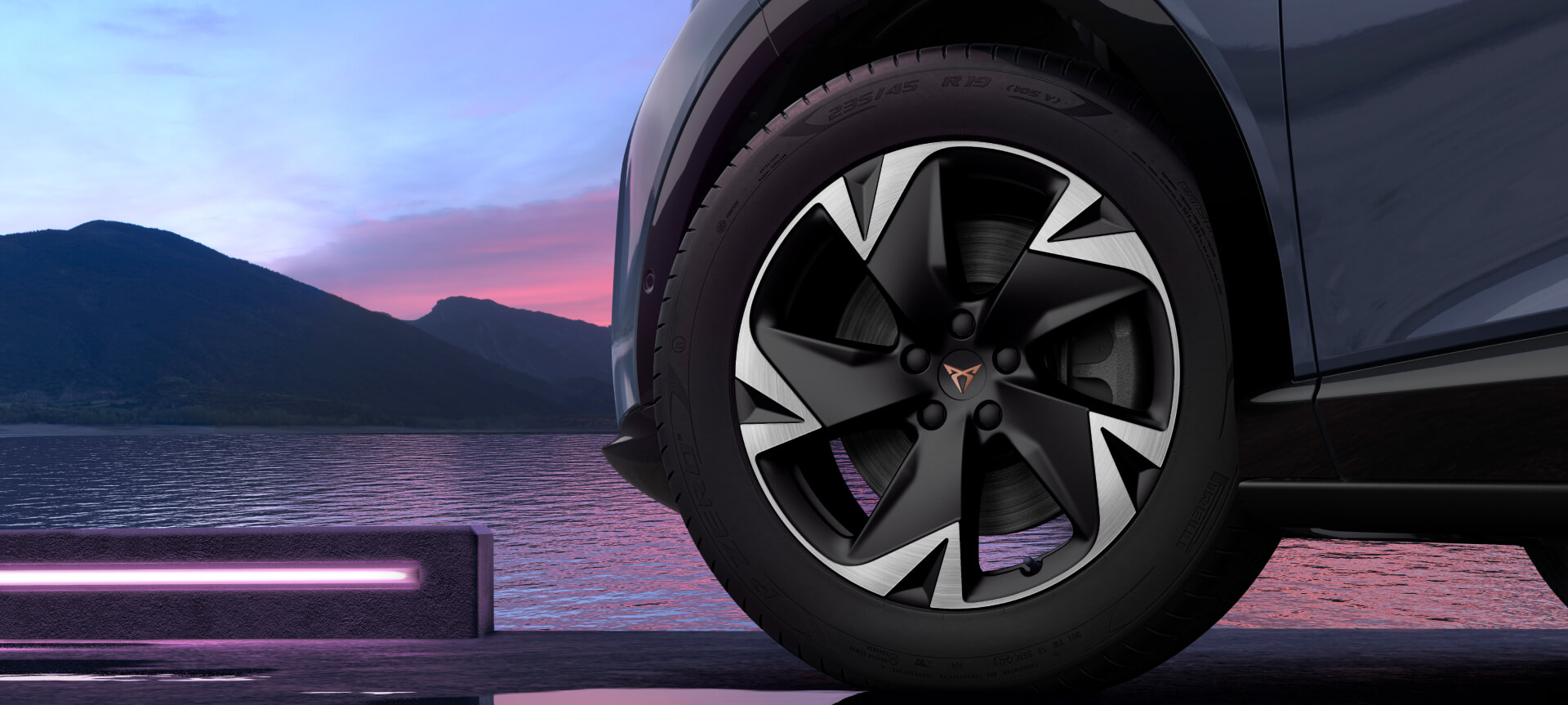 The new 2024 cupra tavascan sport black matte 19-inch aero wheels