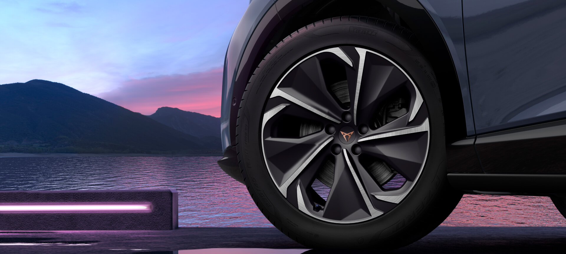 The new 2024 cupra tavascan sport black matte 20-inch aero wheels 